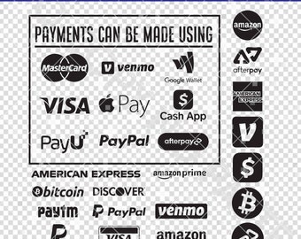 Drag and Drop Logos - Make your own payment sign - Venmo Visa American Express - SVG EPS PNG cricut glowforge engrave