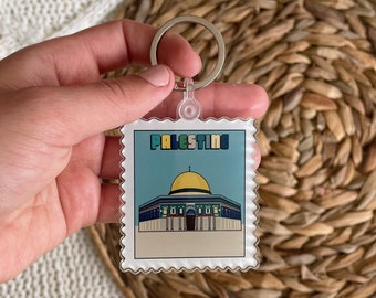 palestine stamp keychain