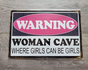 Women Cave Sign 30cm x 20cm Retro Vintage Wall Art Bar Sign