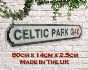 CELTIC PARK G40 Retro Vintage Style Wooden Street Sign Rustic