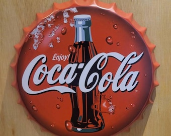 Coca Cola Bottle Top  35cm Diameter  Retro Vintage  Wall Display Sign