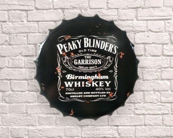 Peaky Blinders Whisky 40cm Diameter Retro Vintage Bottle Top Wall Display Sign