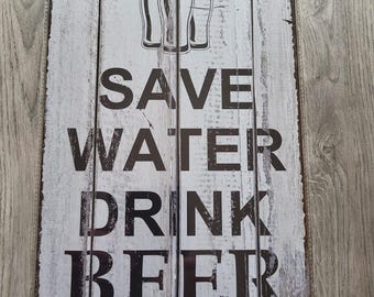 Save Water Drink Beer Sign 30cm x 20cm Retro Vintage Wall Art Bar Man Cave Sign