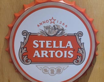 Stella Artois Bottle Top  35cm Diameter  Retro Vintage  Wall Display Sign