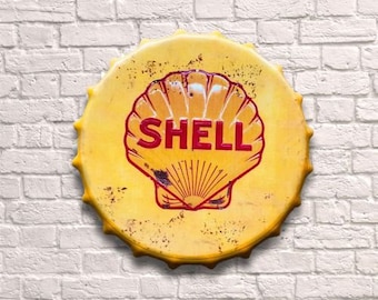 Shell Oil  40cm Diameter Retro Vintage Bottle Top Wall Display Sign