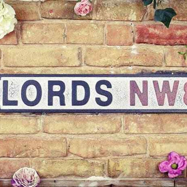 LORDS NW8   Retro Vintage Style Wooden Street Sign Rustic