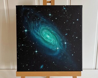 Original Painting: Galaxy on Canvas (NGC 3185) | Night Sky Space Art Wall Decoration