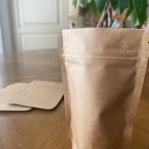 Resealable Foil Lined Kraft Paper Sample Size Bag Pouch 5 pack for Party Favors, Gardening Seeds, Dry Goods. 3 1/8 x 2 x 5 1/8 Resealable