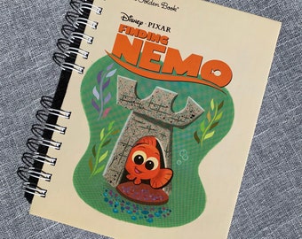 Upcycled Disney Pixar Finding Nemo Little Golden Book livre de contes 100 pages ou journal de 200 pages