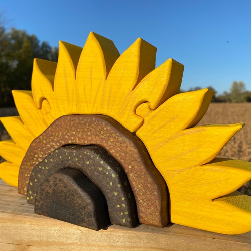 Wooden Sunflower Stacker shops Puzzle