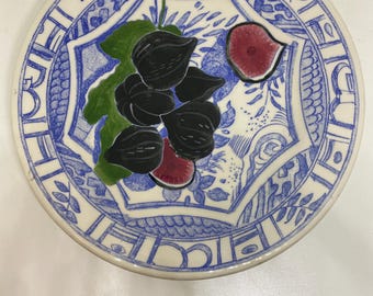 Gien France Oiseau Bleu Fig Plate 8 1/2 Diameter - Etsy