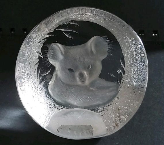 Mats Jonasson Lead Crystal Paperweight Koala Bear Vintage Sweden