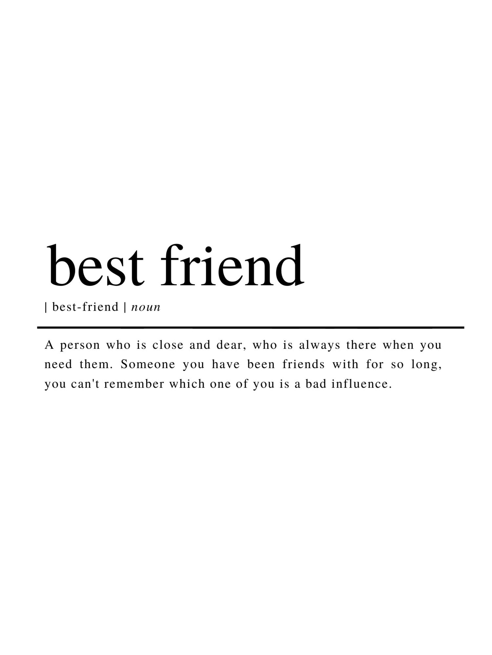 Best Friend definition printable wall art. Minimalist prints Etsy