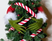 Furry Green Arm, Holder tree Sets, Grinch arms inspired, Funny Tree Topper in style Stole Christmas, Grinch inspired, green hands