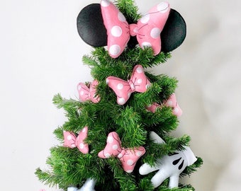 Pink Tree Bow, Mouse Christmas Tree Topper, Funny Tree Topper, Felt Christmas Tree Decoration, Cartoons Ideas Decor, Stylish Christmas Tree