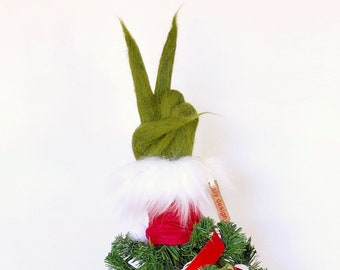 Christmas tree Topper, Green Hand Christmas tree decor, Funny Tree Topper in style Stole Christmas, Furry green arm, Grinch inspired decor