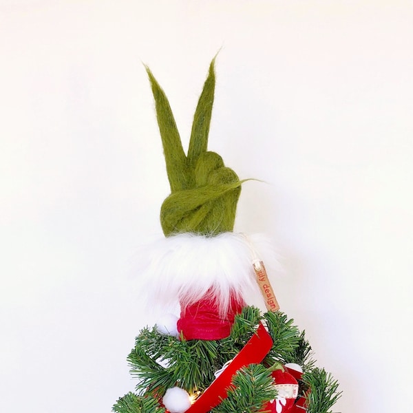 Grinch hand tree topper Etsy.de