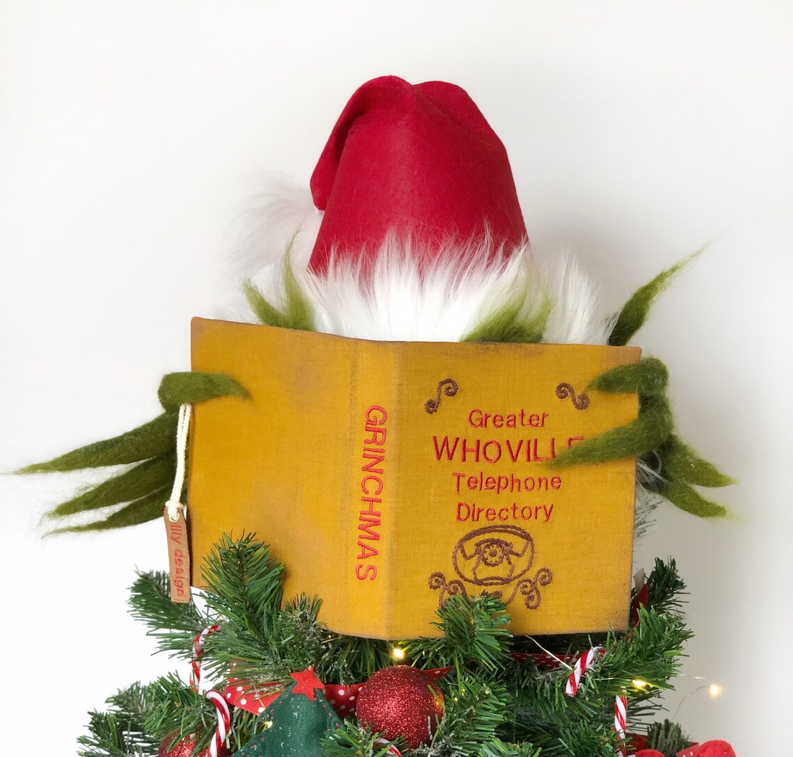 Christmas Tree Topper Grinch Inspired Christmas Tree Decor Etsy