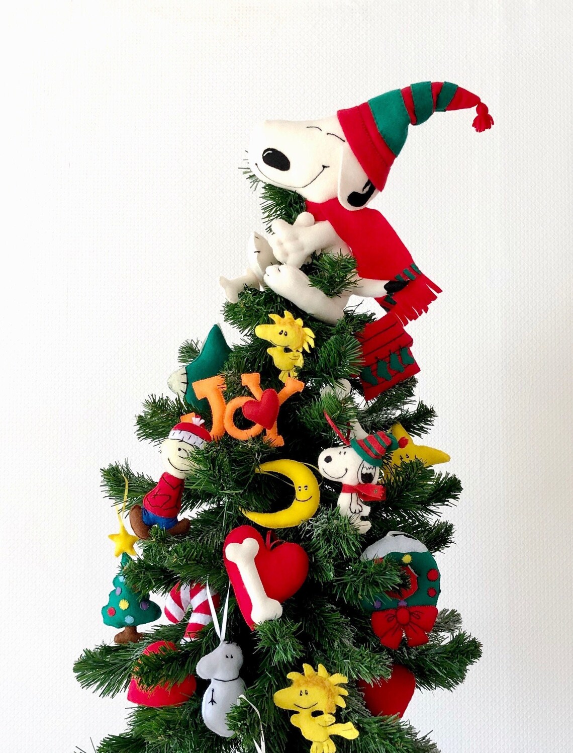 Set of Twenty Christmas Felt Ornaments and Tree Topper Snoopy Etsy