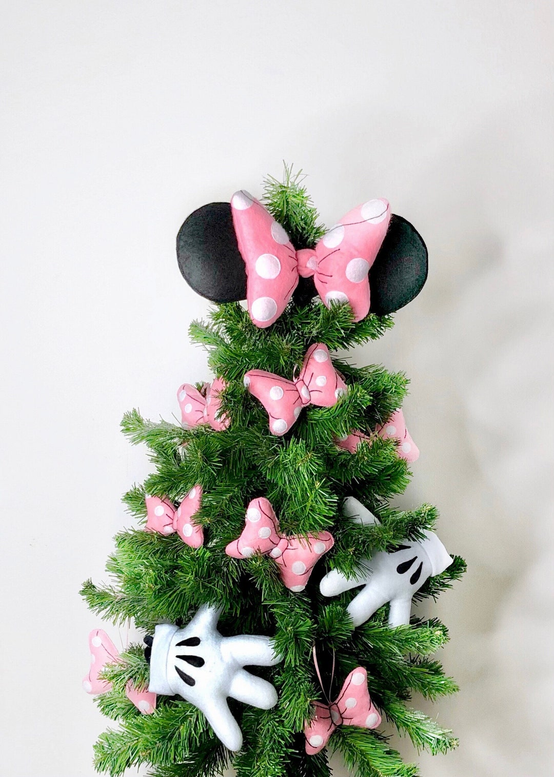 Felt Mouse Christmas Tree Topper, Pink Bow Decoration