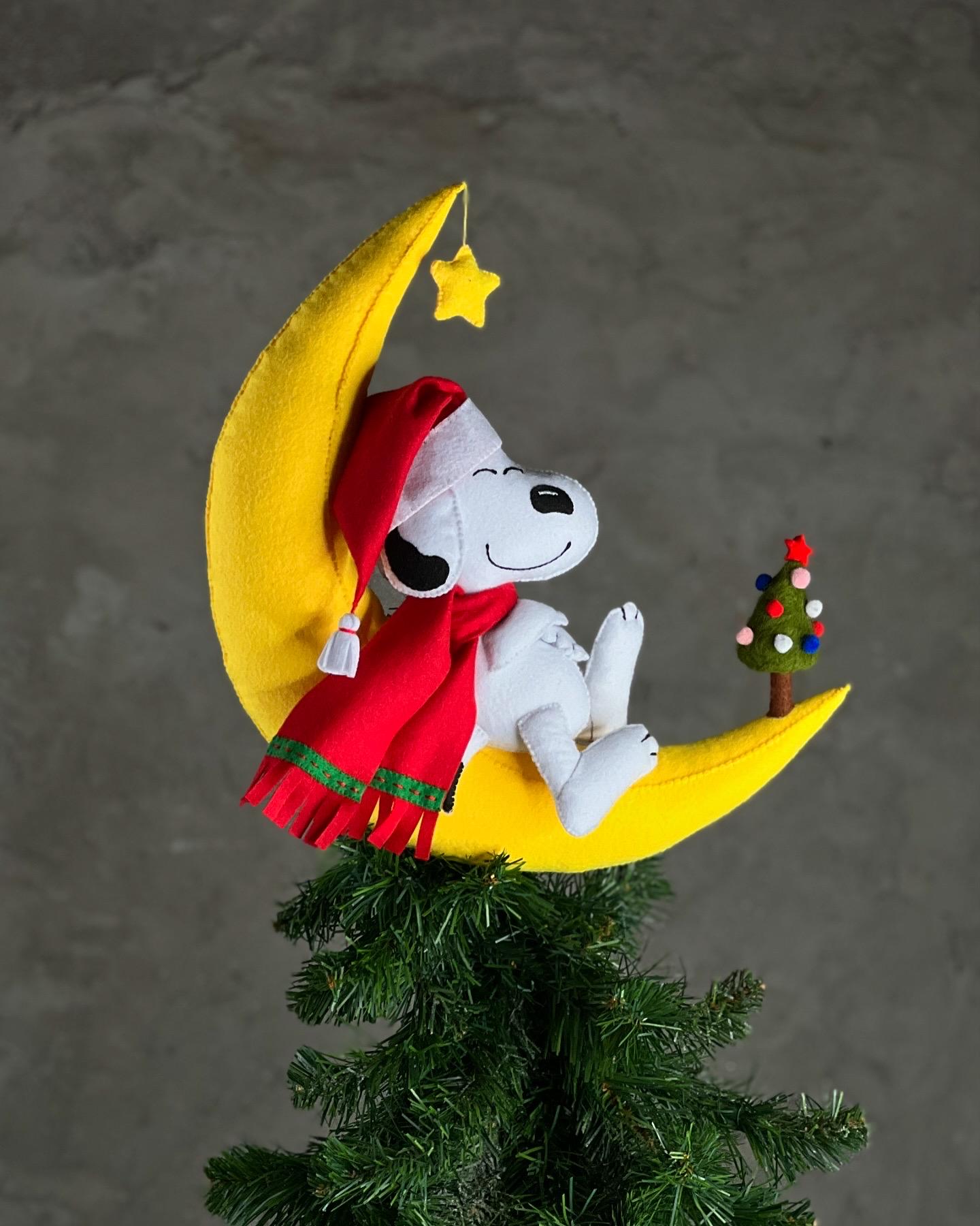 Snoopy inspirierte Weihnachtsbaumspitze, Handgemachte Cartoon Dekoration, Weihnachtserdnüsse inspiriertes Dekor, lustige Baumspitze, schnelle Lieferung