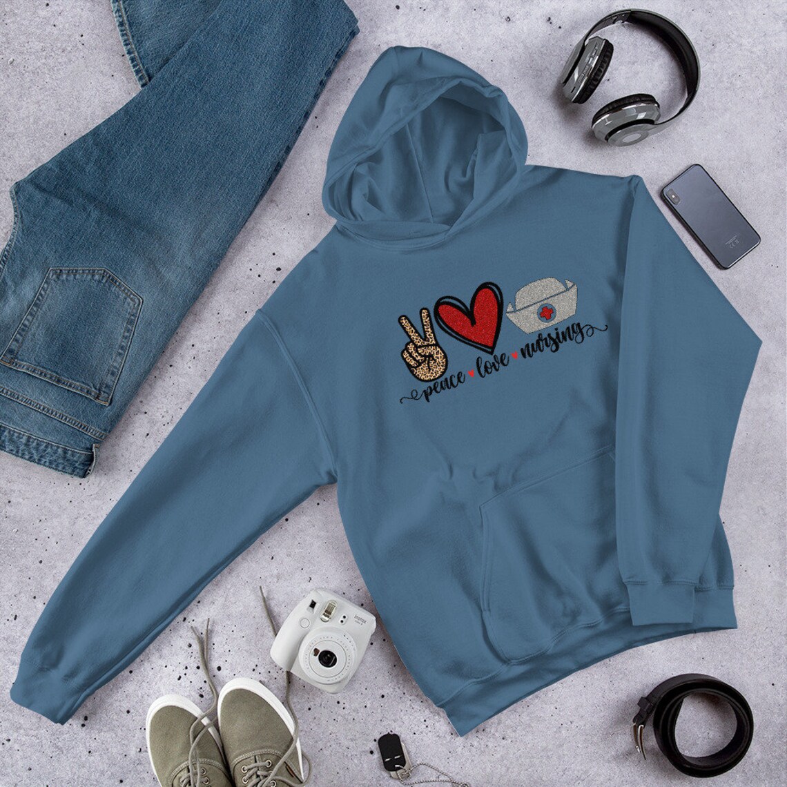 Peace Love Nursing Hoodie Peace sign Heart love Etsy