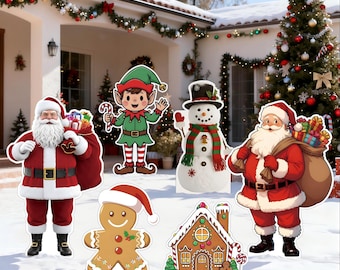 Christmas Life Size Cardboard Cutout Standup 1–8FT Xmas Standee Party Photo Prop, Indoor & Outdoor Holiday Decor, Corrugated Plastic