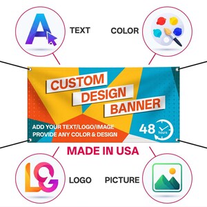 Custom Vinyl Banner Backdrop Personalized Large Decoration With Photo For Business, Party, Birthday, Event, Indoor Outdoor Display image 4