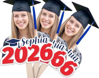 Custom Big Head Cutout on a Stick, Personalized Face Prop, Graduation Party Photo Booth，Coroplast
