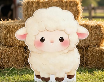 Cartoon Farm Animal Life Size Cardboard Cutout Standee, 1-8 ft Birthday Party , Baby Shower Supplies, Farm Themed Barn Lawn Backdrop