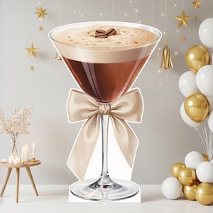 A Tini Bit Older Birthday Decorations Espresso Martini Life Size Cardboard Cutout 1-8FT Party Backdrop, Bar Decor for Bachelorette Golden1