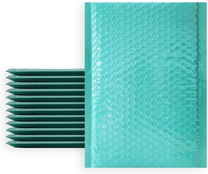 HERKKA 6x10 Inch Teal Poly Bubble Mailers Padded Envelopes Self Seal Envelopes Bags Pack of 50 Inside Size: 6x9 