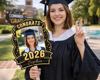 Personalized Graduation Big Head Cutout on a Stick, Custom Face Prop, Graduation Party Photo Booth
