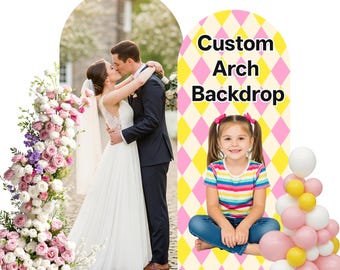 Custom Arch Backdrop Standee with Back Stand, Personalized Photo Cardboard Cutout Background Board for Birthday Party, Wedding Graduation