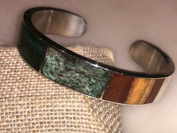 Vintage Colorful Stone Inlay Taxco