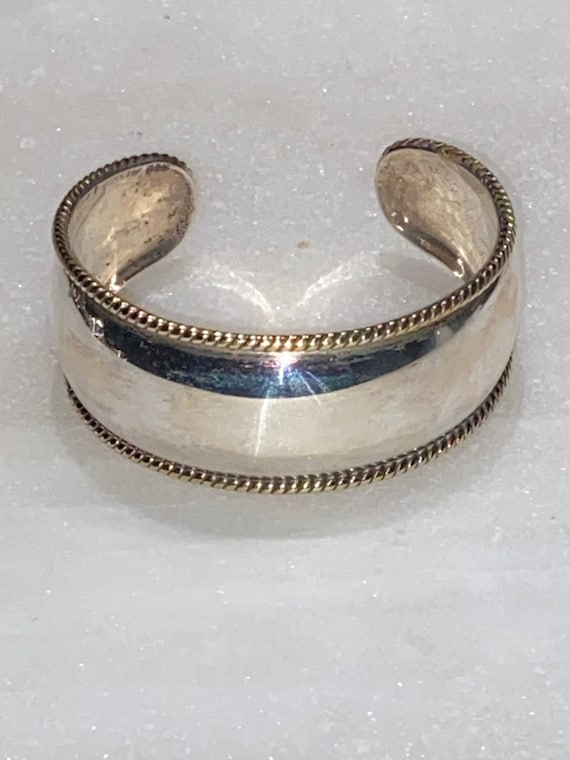 Large Silver Brass Baided Cuff Bracelet