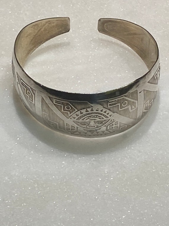 Aztec Etched Sterling Cuff - image 1