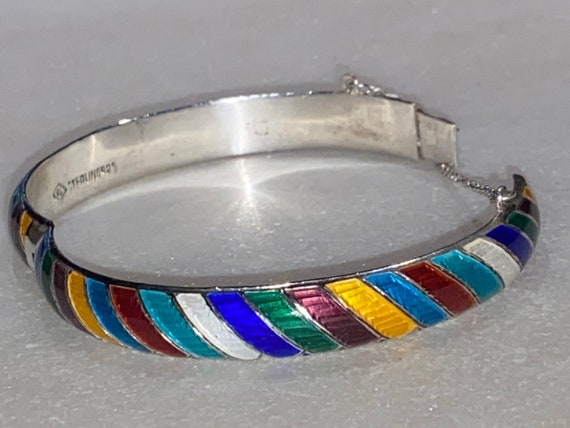 Multi Color Enamel Sterling Bangle - image 4