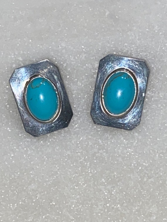 Turquoise Silver Post Earrings