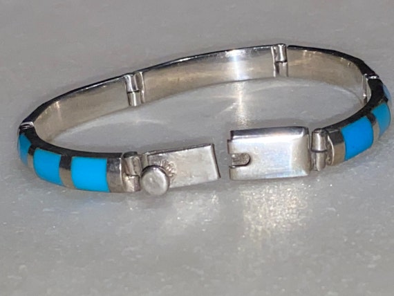 Turquoise Taxco Sterling Link Bracelet - image 8