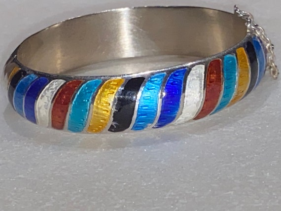 Siam Enamel Sterling Bangle - image 1