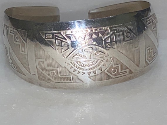 Aztec Etched Sterling Cuff - image 4