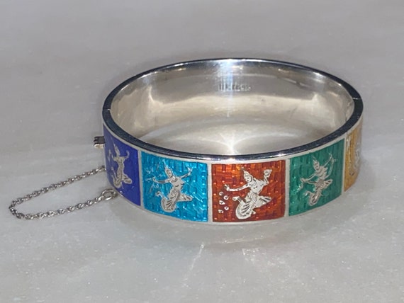 Siam Enamel Sterling Bracelet - image 1