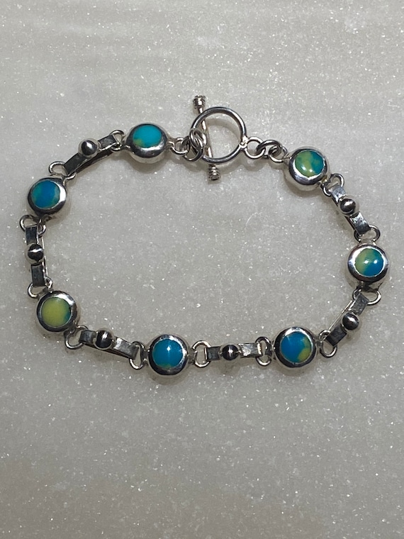 Turquoise 925 Mex Link Bracelet