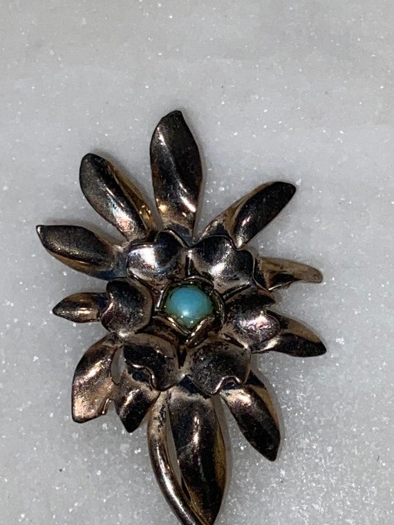 Classic Mex Sterling Silver Flower Pin - image 3