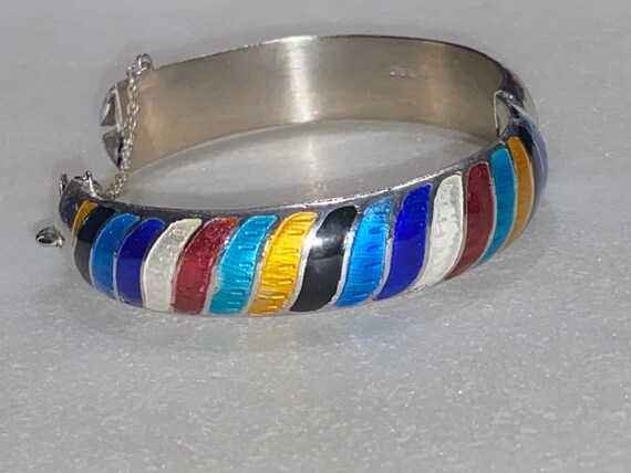 Siam Enamel Sterling Bangle - image 6