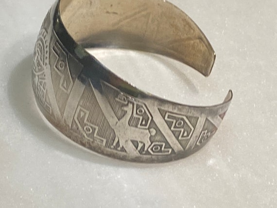 Aztec Etched Sterling Cuff - image 2