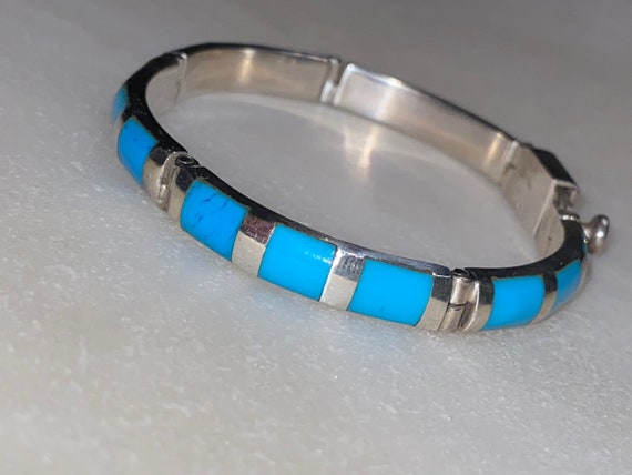 Turquoise Taxco Sterling Link Bracelet - image 3