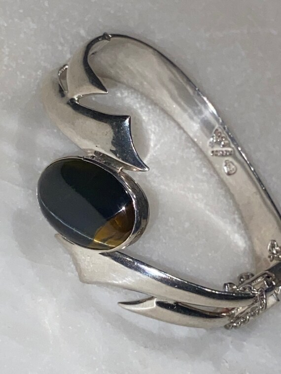 Modernist Tiger Eye Bangle 925 - image 2