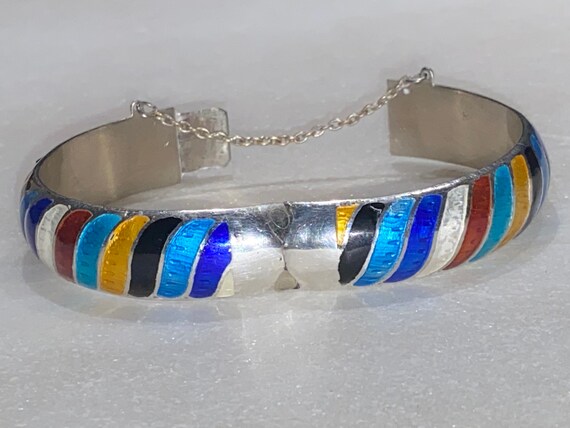 Siam Enamel Sterling Bangle - image 3